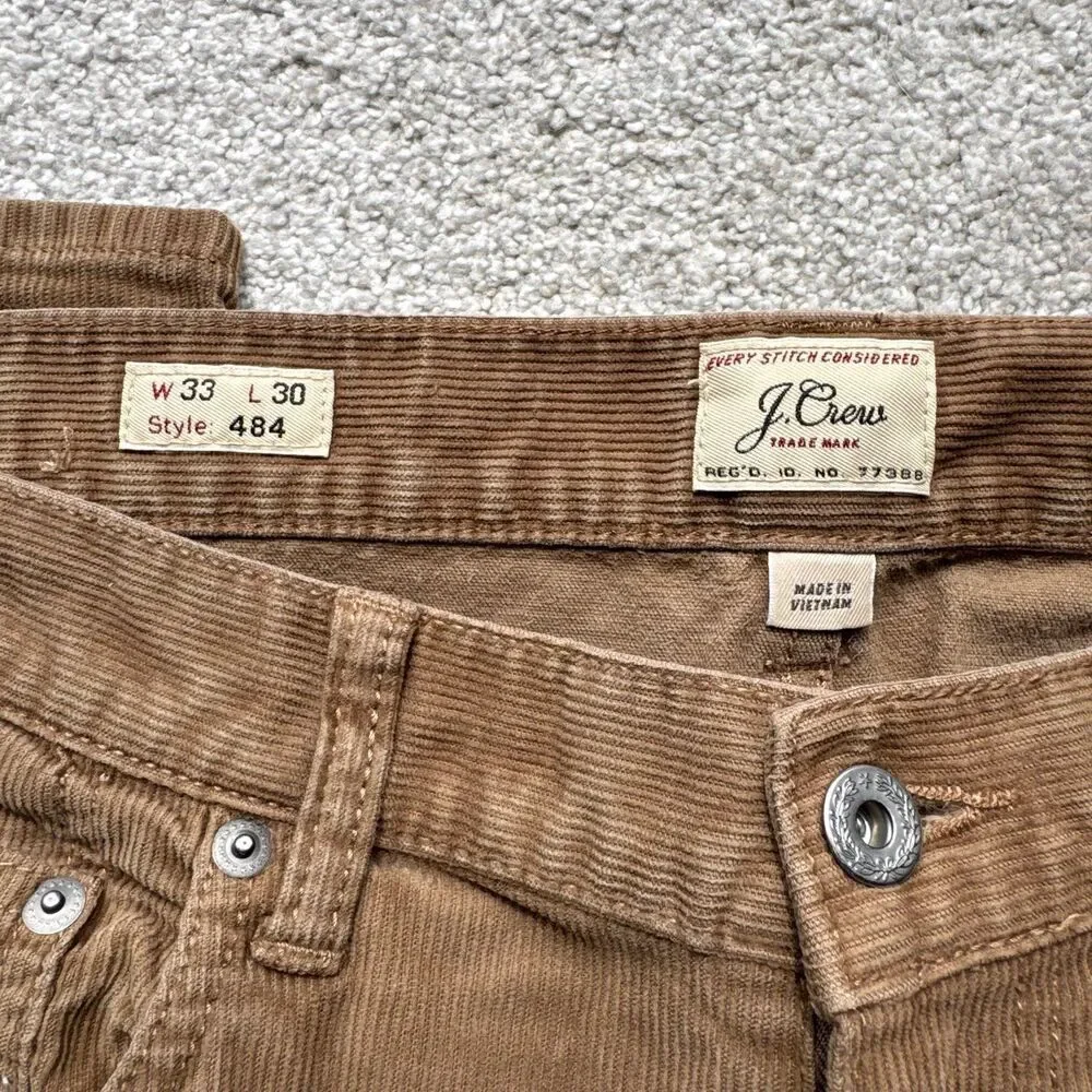 J Crew Khaki Tan Corduroy Chino Slim Fit Pants
